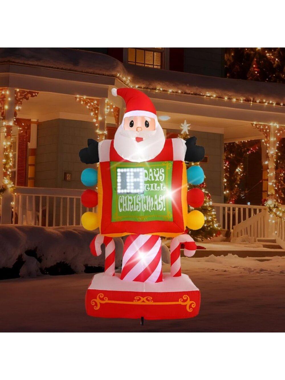 7FT Santa Countdown Sign with LED Lights - Outdoor Christmas Inflatable Decor